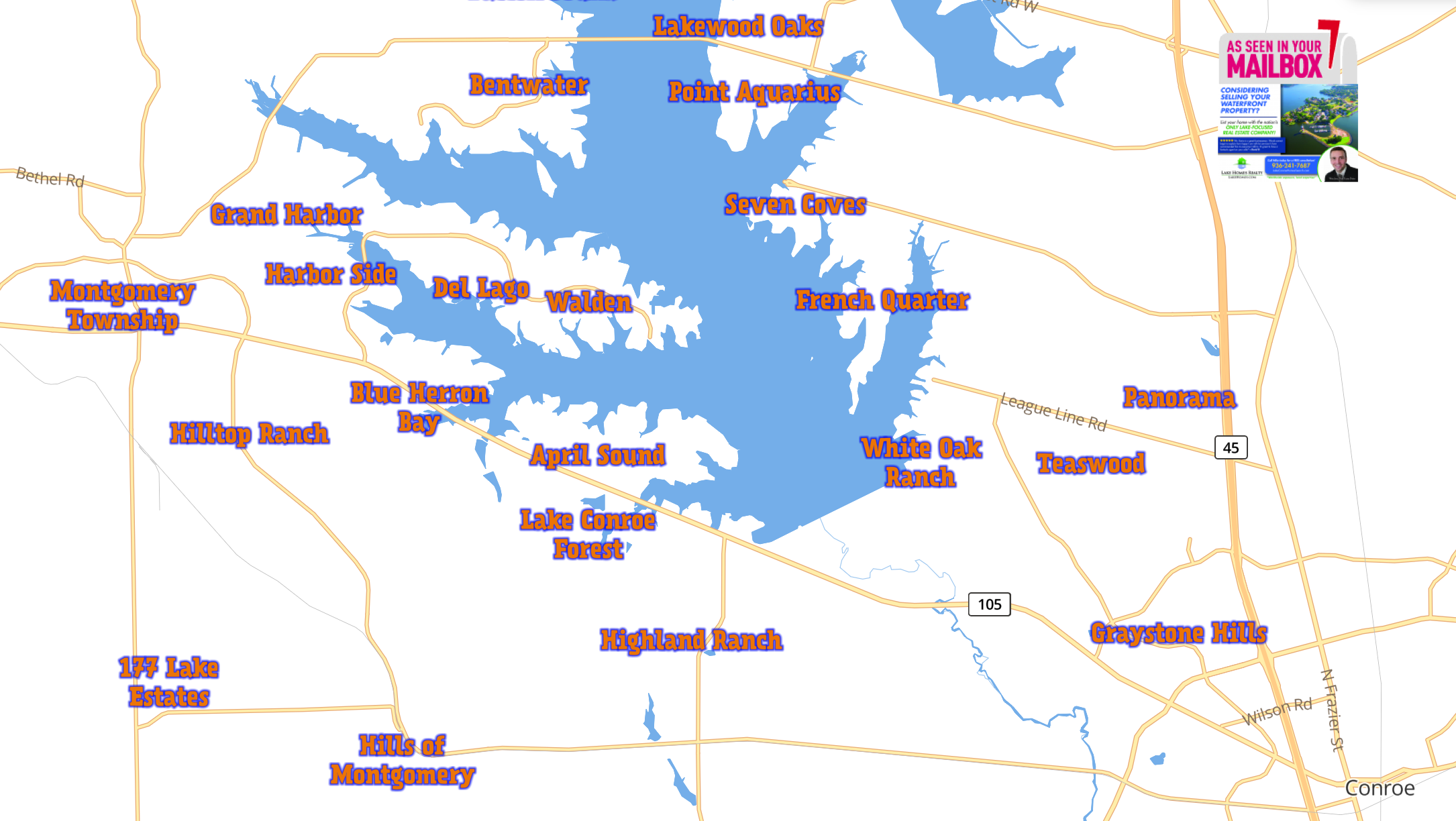 Home Lake Conroe Homes   Static Map4 Mailbox 1 