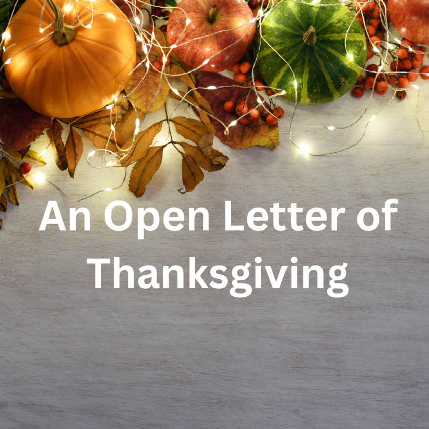 Open Letter of Thanksgiving